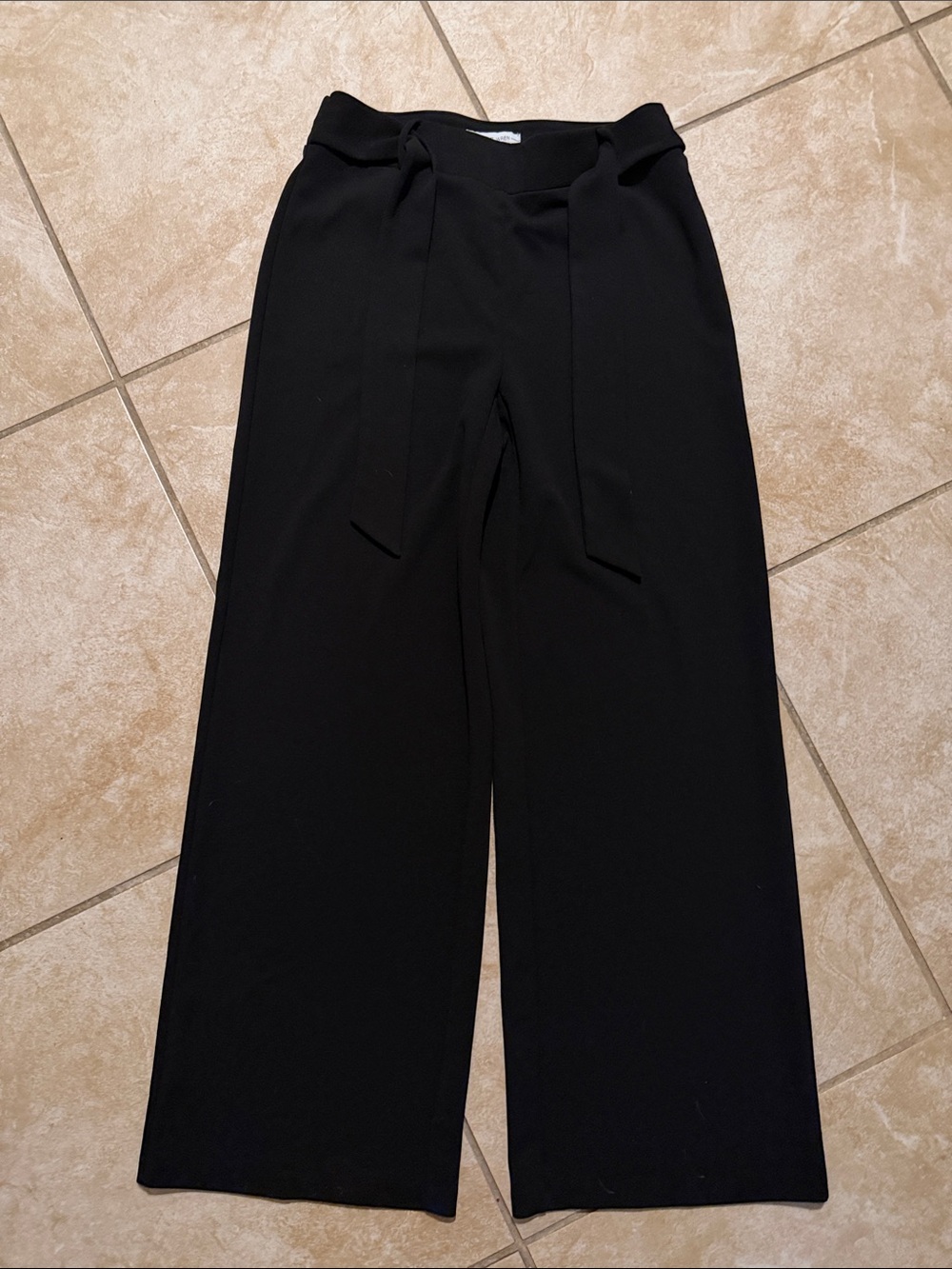 High-Rise Black Wide-Leg Tie-Front Pants
